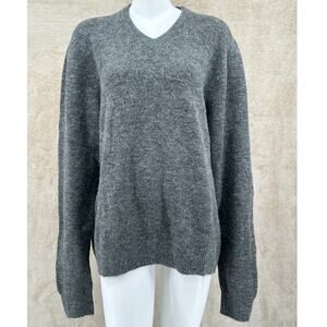 American Eagle Sweater Men XL Gray Knit V-Neck Stretch Neutral Travel Preppy NWT